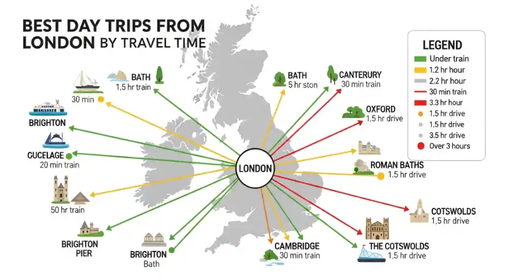 Best Day Trips from London by Travel Time