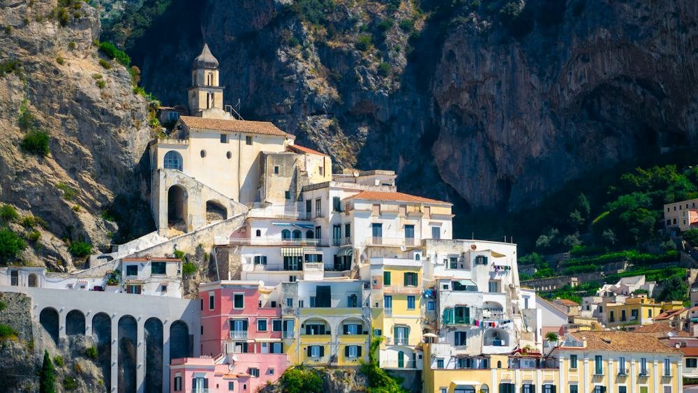Colorful cliffside village on the Amalfi Coast, Italy, a top European destination in July