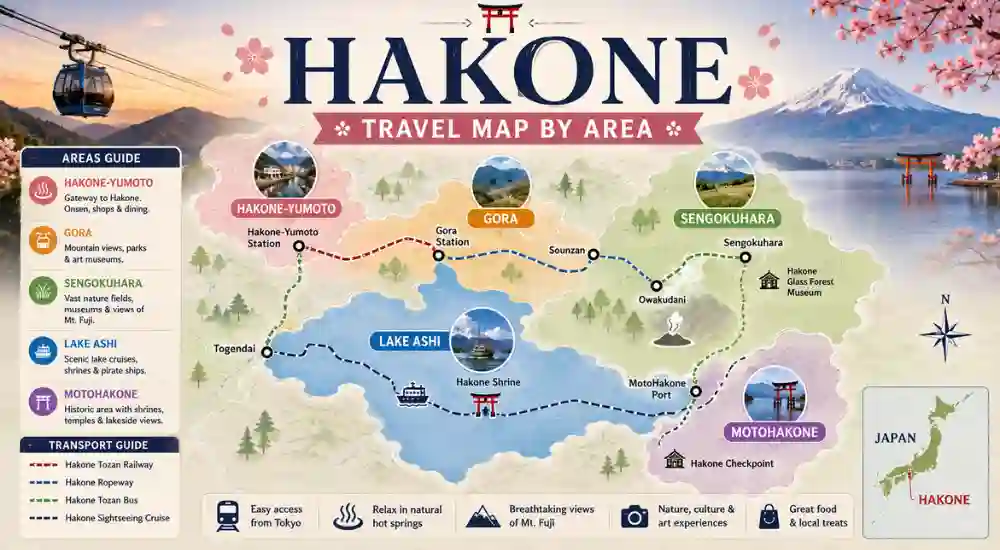 Hakone Travel Map by Area