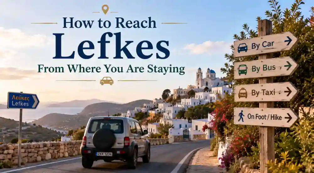 How to Reach Lefkes From Where You Are Staying