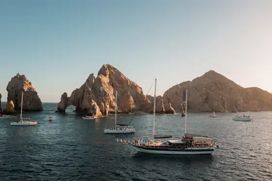 Quiet Cabo San Lucas marina during shoulder season
