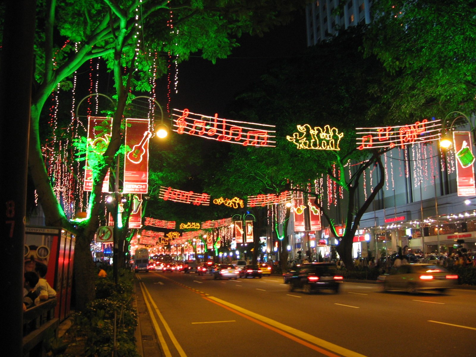 Orchard Road decorated with Christmas lights in Singapore