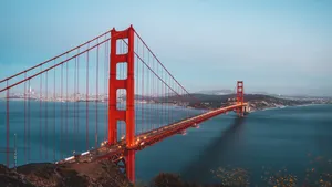 Iconic Golden Gate Bridge against a clear blue sky in San Francisco
